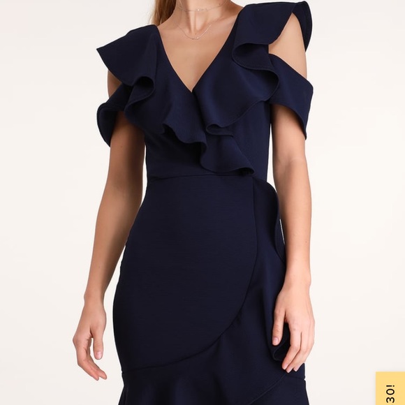 Lulus Elliana Navy Blue Ruffled Bodycon Dress - Picture 3 of 6